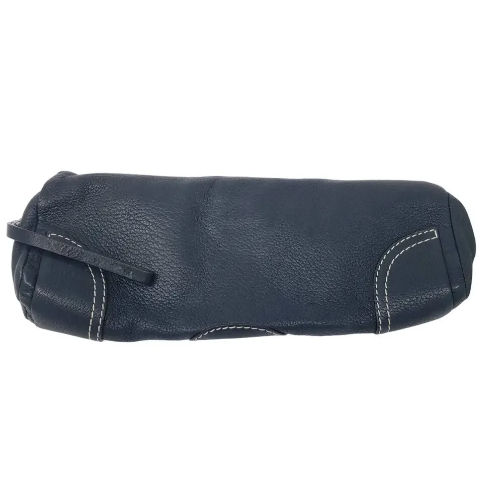 Kate Spade Y2K Black Leather Clutch Purse Gold Buckle Baguette